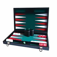 Backgammon 15" Grænt/rautt/hvítt