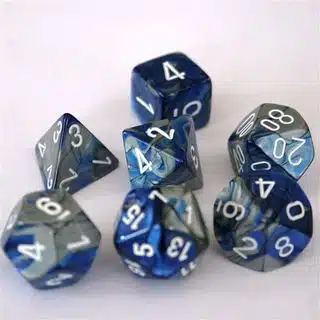 Teningasett: Blue-Steel/white