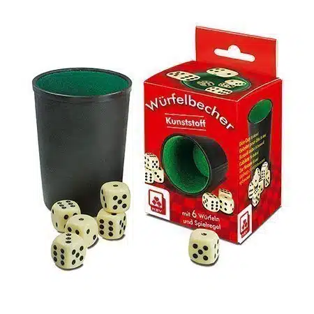 Teningaglas og teningar - Plast