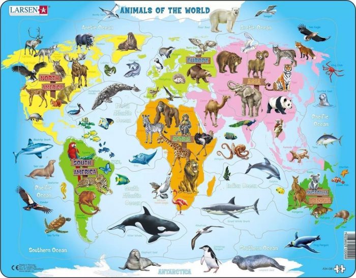 larsen A34 world map animals scaled