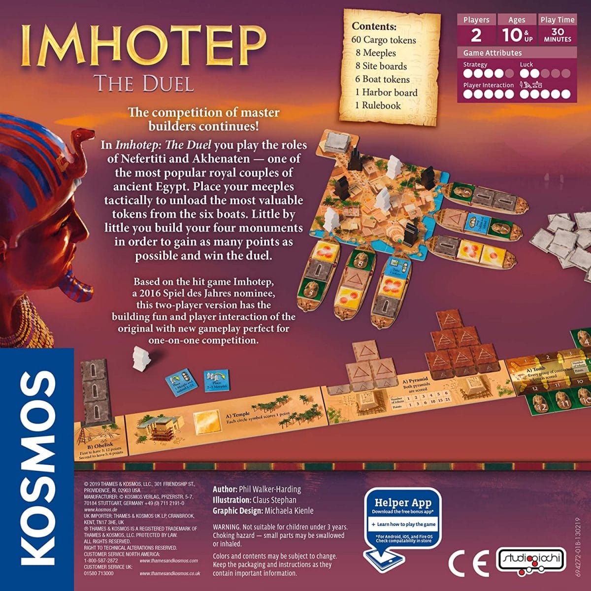 Imhotep - Il Duello, Gioco Da Tavolo Strategico Per 2 Giocatori, Dai 10 Anni, Durata 30 Minuti, Edizione Kosmos