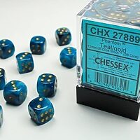 Teningasett: D6: Phantom Teal/gold (36 stk.)