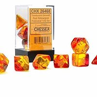 Teningasett: Translucent Red-Yellow/gold