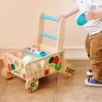Wooden shape sorting grocery cart - Image 3