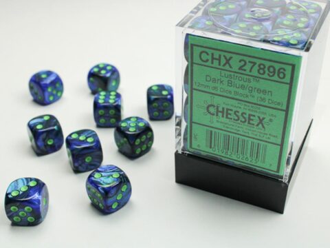 chessex lustrous blue green d6 27896