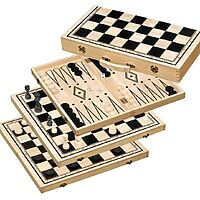 Chess Backgammon Checkers Set (50mm reitir)