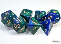 Teningasett: Blue-Green/Gold