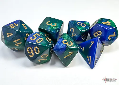 Teningasett: Blue-Green/Gold