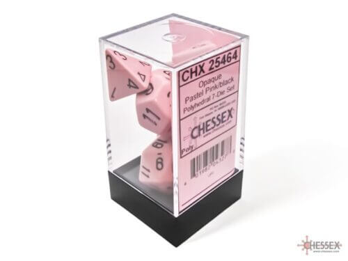 Opaque: Pastel Pink/Black 7-Dice Set
