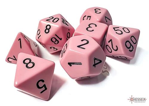 Opaque: Pastel Pink/Black 7-Dice Set - Image 2