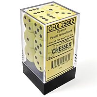 Opaque: Pastel Yellow/Black D6 (12 Dice)