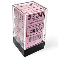 Opaque: Pastel Pink/Black D6 (12 Dice)