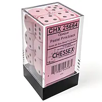 Opaque: Pastel Pink/Black D6 (12 Dice)