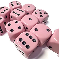 Opaque: Pastel Pink/Black D6 (12 Dice) - Image 2