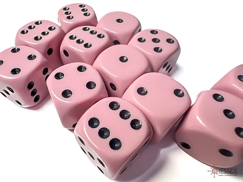 Opaque: Pastel Pink/Black D6 (12 Dice) - Image 2