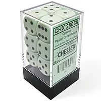Opaque: Pastel Green/Black D6 (12 Dice)