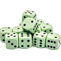 Opaque: Pastel Green/Black D6 (12 Dice) - Image 2