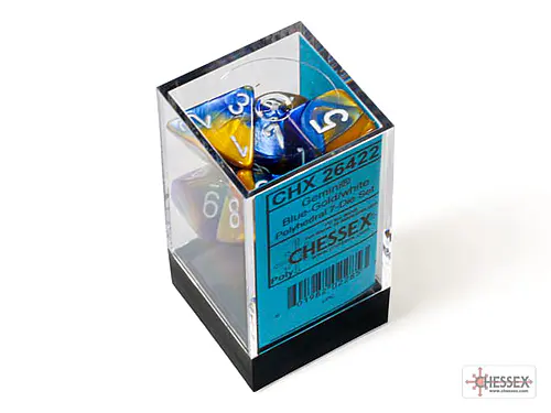 Gemini: Blue-Gold/White 7-Dice Set