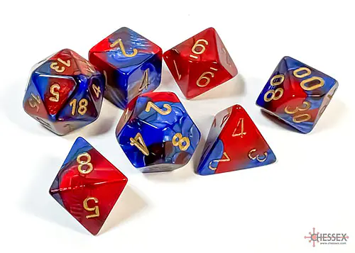 Gemini: Blue-Red/Gold 7-Dice Set - Image 2