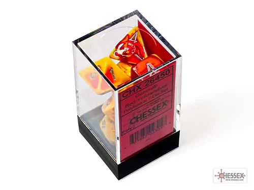 Gemini: Red-Yellow/Silver 7-Dice Set