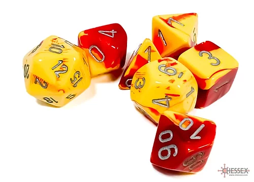 Gemini: Red-Yellow/Silver 7-Dice Set - Image 2