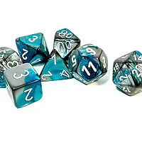 Gemini: Steel-Teal/White 7-Dice Set - Image 2