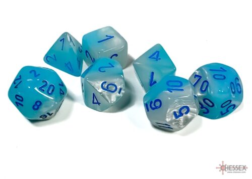 Gemini: Turquoise-White/Blue 7-Dice Set - Image 2
