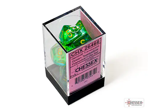 Gemini: Green-Teal/Yellow 7-Dice Set