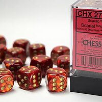 Scarab: Scarlet/Gold D6 (12 Dice)