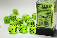 Vortex: Bright Green/Black D6 (12 Dice)