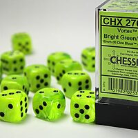 Vortex: Bright Green/Black D6 (12 Dice)