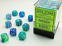 Festive: Waterlily/white 12mm D6 (36 Dice)