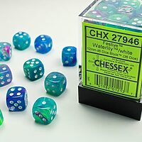 Festive: Waterlily/white 12mm D6 (36 Dice)