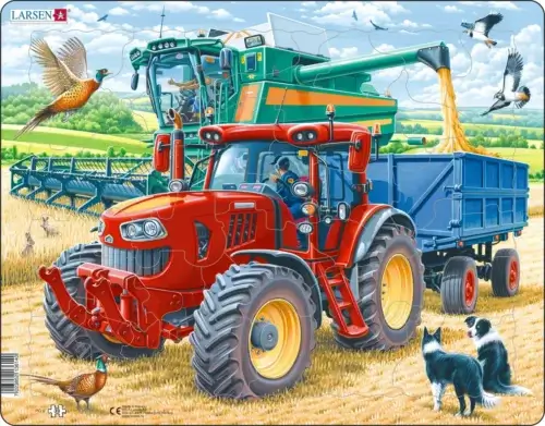 Cool Tractor and Combine Harvester at Work