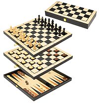 Chess Backgammon Checkers Set (44 mm reitir)